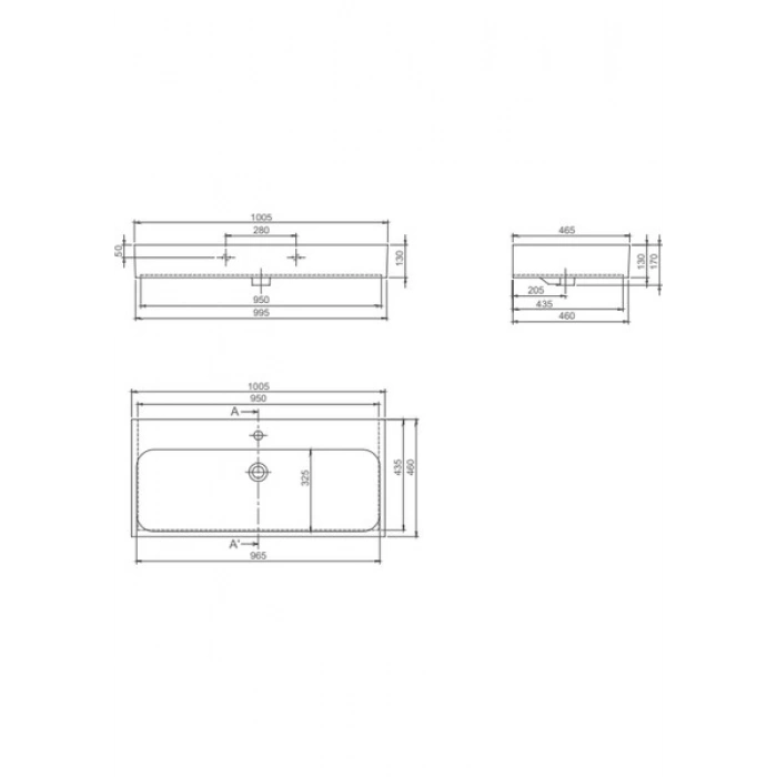 Turkuaz Seramik Cerastyle Pinto 100 Cm Etajerli Lavabo