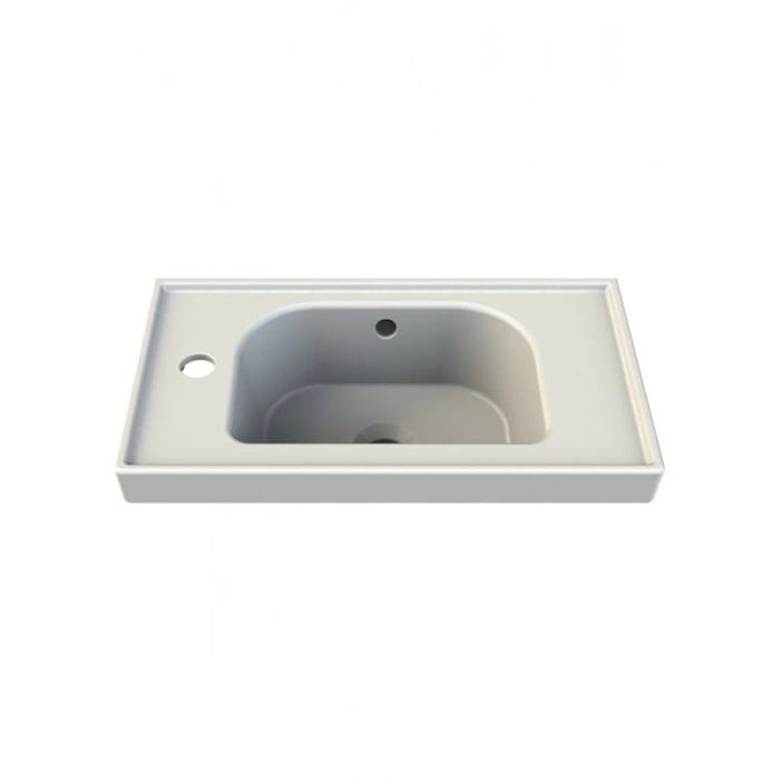 Turkuaz Seramik Frame Etajerli Lavabo Soldan Batarya Delikli 50 x 28 cm