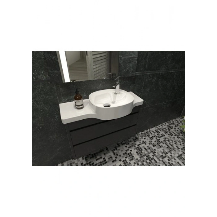 Turkuaz Seramik Harmony 100 cm Etajerli Lavabo (Sağdan Hazneli)