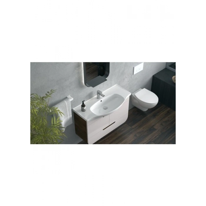 Turkuaz Seramik Lila 80 Cm Etajerli Lavabo
