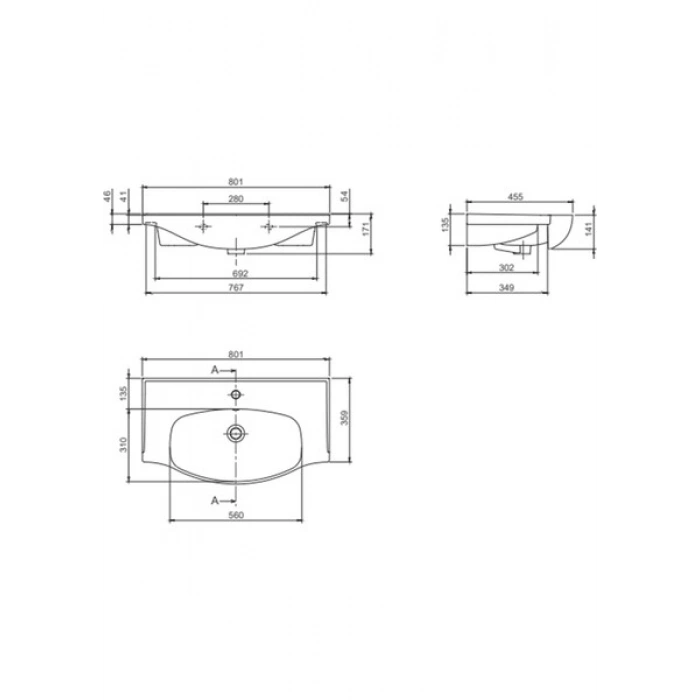 Turkuaz Seramik Lila 80 Cm Etajerli Lavabo