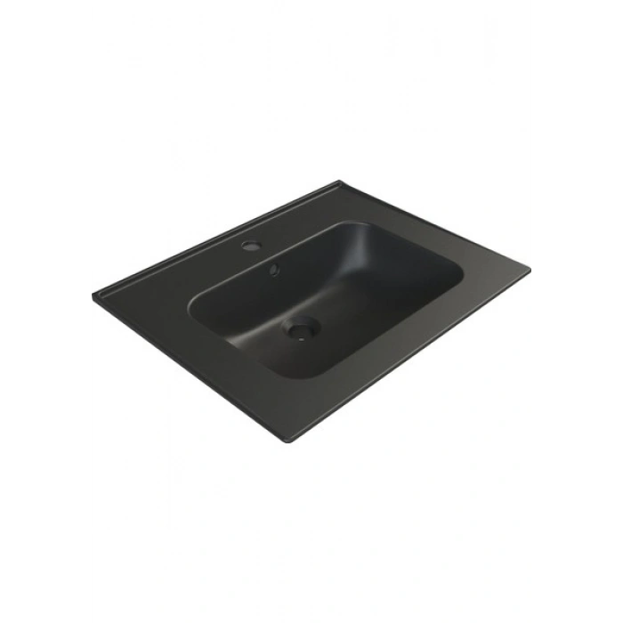 Turkuaz Seramik Mat Siyah Blue 60 cm Etajerli Lavabo