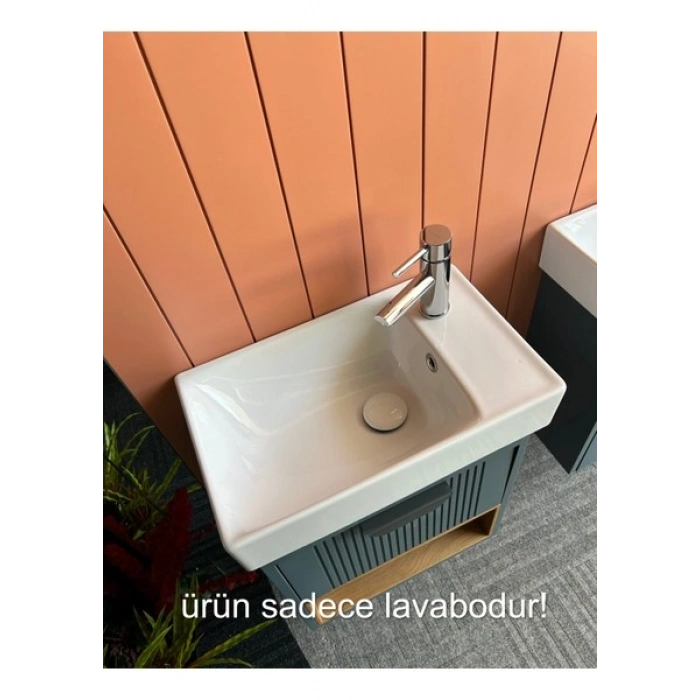 Turkuaz Seramik Sharp 50X30 cm Etajerli Lavabo