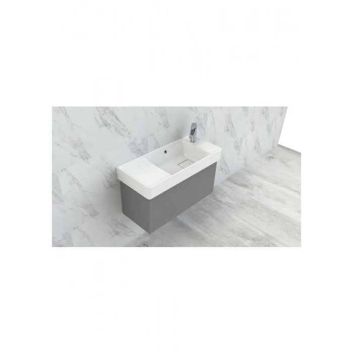 Turkuaz Seramik Sharp 80X35 cm Etajerli Lavabo
