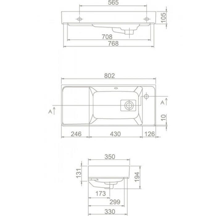 Turkuaz Seramik Sharp 80X35 cm Etajerli Lavabo
