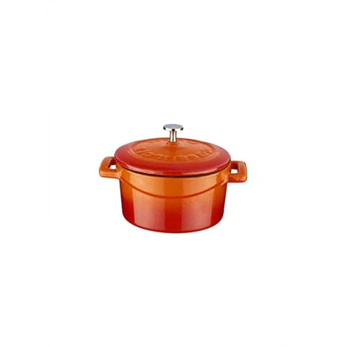 Turuncu Döküm Mini Tencere - 10 cm, 0.35 L