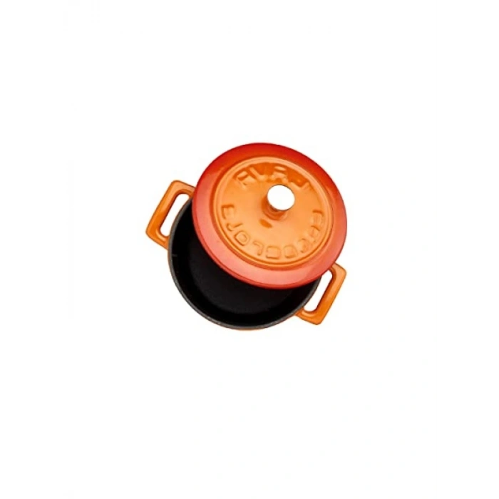 Turuncu Döküm Mini Tencere - 10 cm, 0.35 L