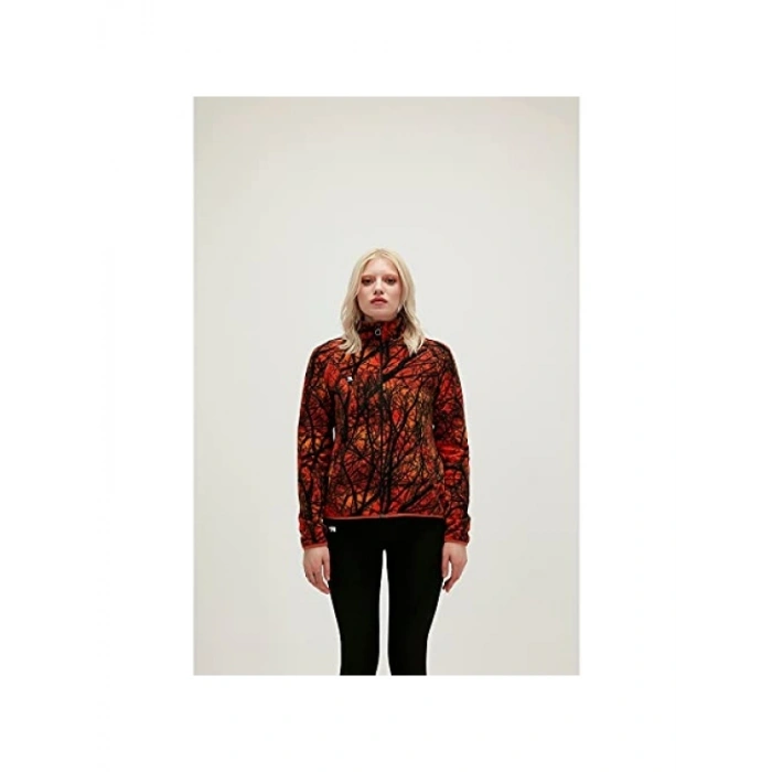 Turuncu Fermuarlı Kadın Polar Sweatshirt - Rahat ve Şık