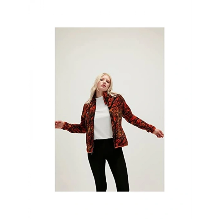 Turuncu Fermuarlı Kadın Polar Sweatshirt - Rahat ve Şık