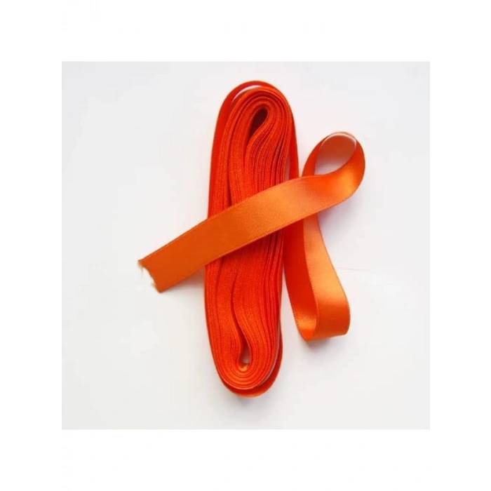 Turuncu Saten Kurdele, 1 cm Genişlik, 10 Metre Uzunluk