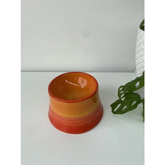 Turuncu Seramik Kedi ve Köpek Mama Su Kabı - Colorful Moon Bowl