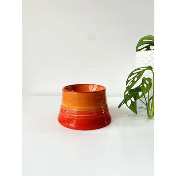 Turuncu Seramik Kedi ve Köpek Mama Su Kabı - Colorful Moon Bowl
