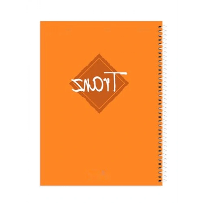 Turuncu Spiralli Kareli Defter - 200 Sayfa, Plastik Kapak