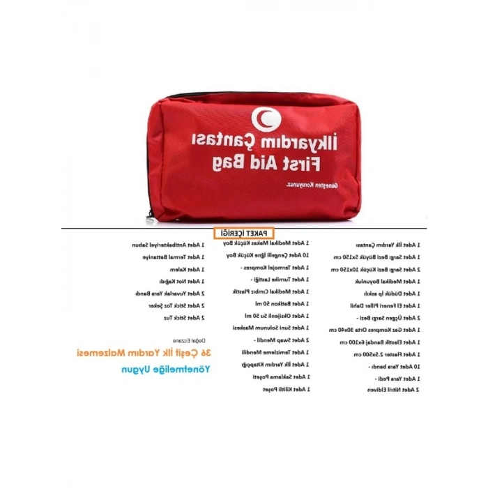 TÜV Uyumlu İlk Yardım Çantası, 35 Parça Set, Boyunluklu