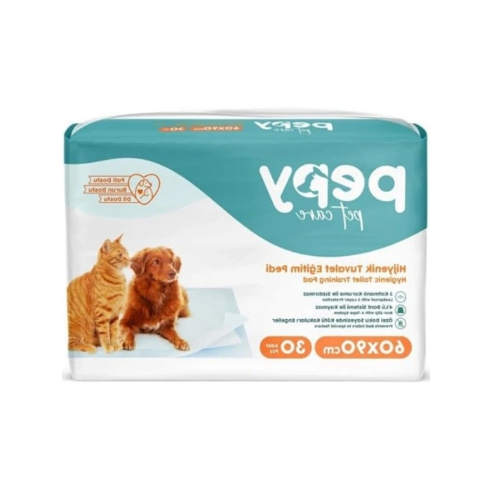 Tuvalet Eğitim Pedi - 60x90 cm, 30 Adet, 3 Katmanlı Emici