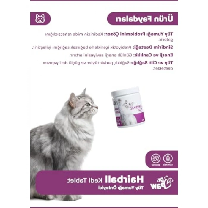 Tüy Yumağı Engelleyici Premium Kedi Tableti, 60 Adet
