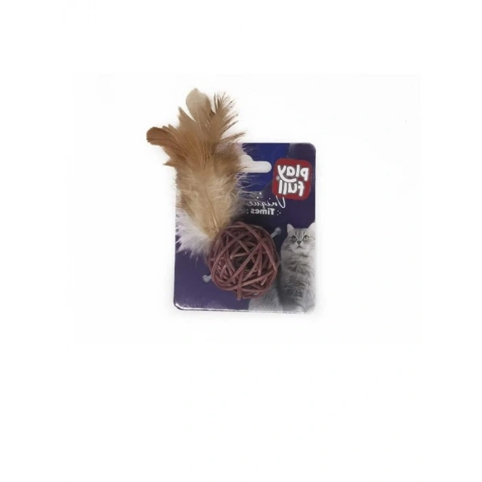 Tüylü Zilli Top Şeklinde Kedi Oyuncağı, 20 cm