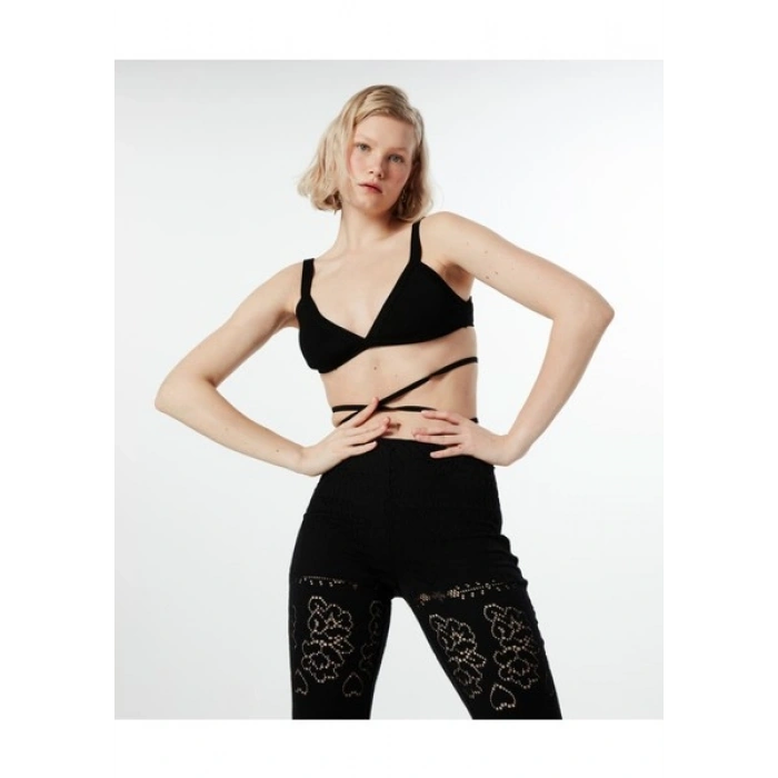 Twist Dantel Görünümlü Flare Fit Pantolon