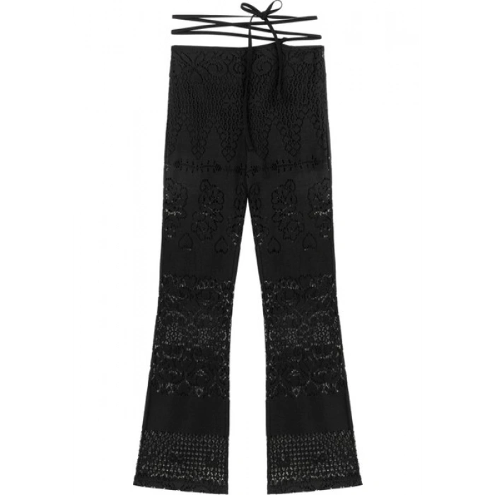 Twist Dantel Görünümlü Flare Fit Pantolon