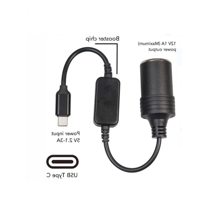 Type-C Çakmak Fiş Çevirici, 5V-12V Dönüştürücü