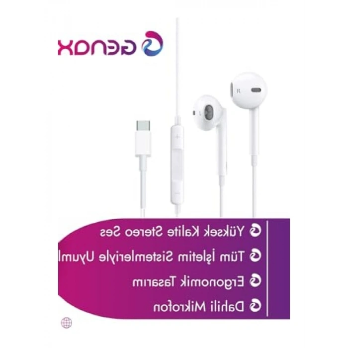 Type-C Kablolu Kulaklık - Mikrofonlu ve Ellersiz Kullanım