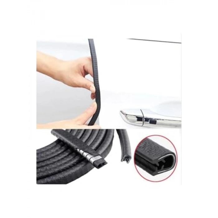 U Tipi Kapı Koruma Fitili, 5 m Siyah Çizik Önleyici