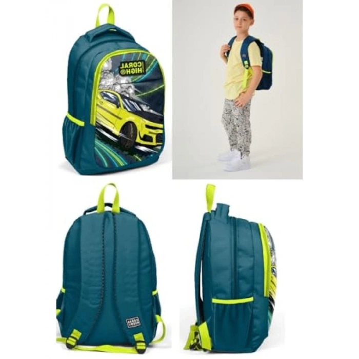 Üç Bölmeli Polyester Sırt Çantası - Erkek Çocuklar İçin