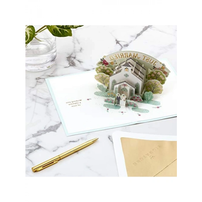 Üç Boyutlu Düğün Kutlama Kartı - Happy Wedding Day