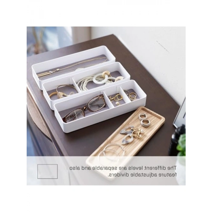 Üç Katlı Pratik Takı Kutusu - Beyaz