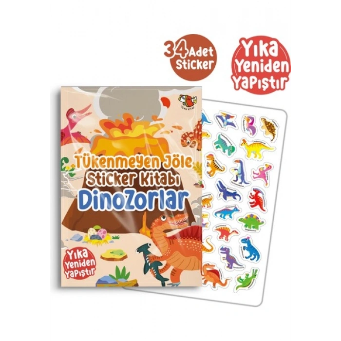 Uçan Kitap Tükenmeyen Jöle Sticker Kitabı - Dinozorlar