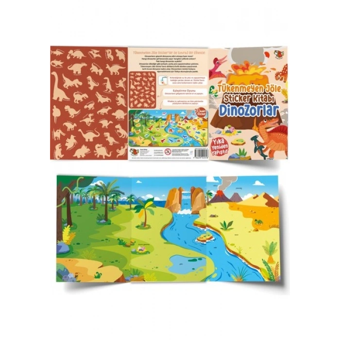 Uçan Kitap Tükenmeyen Jöle Sticker Kitabı - Dinozorlar