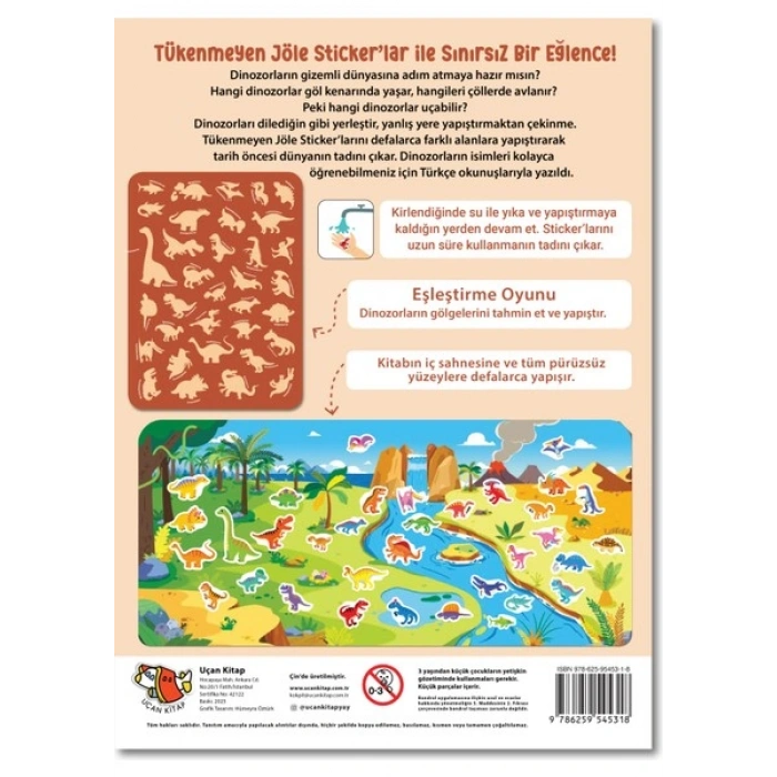 Uçan Kitap Tükenmeyen Jöle Sticker Kitabı - Dinozorlar