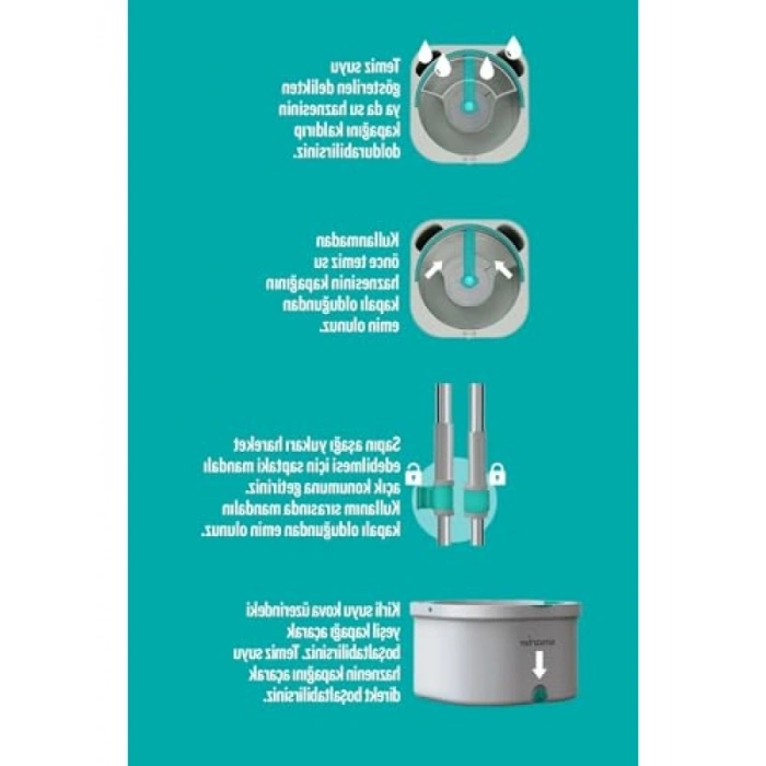 Üçgen Aparat ile Temiz & Kirli Su Ayırma Özellikli Mop Seti