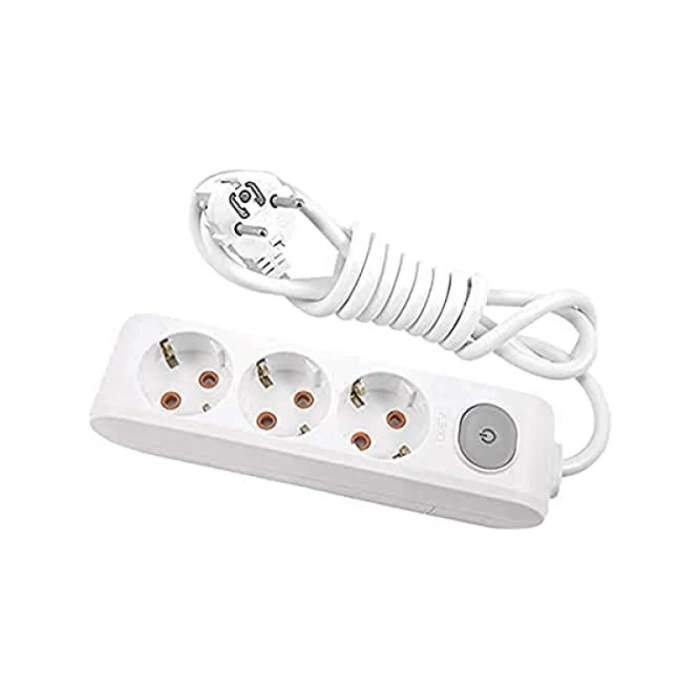 Üçlü Priz Anahtarlı, Topraklı, Çocuk Korumalı, 5 Mt