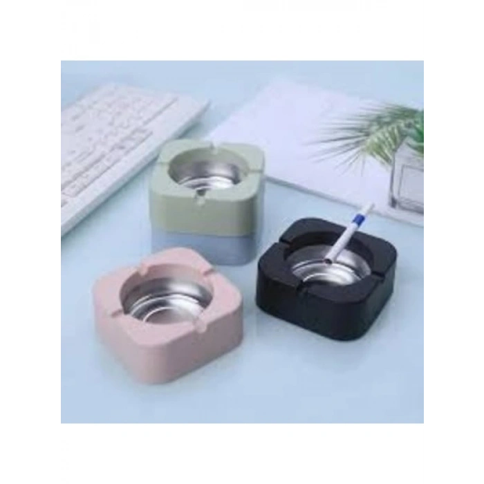 Üçlü Renkli Küllük Seti - Paslanmaz Çelik ve Silikon Dış Yüzey