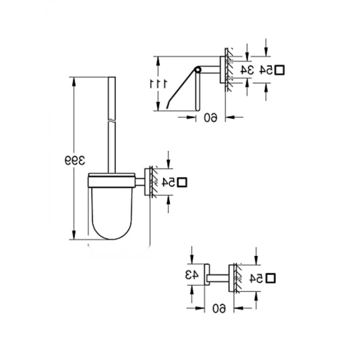 Üçlü Tuvalet Aksesuar Seti, Krom Kaplama