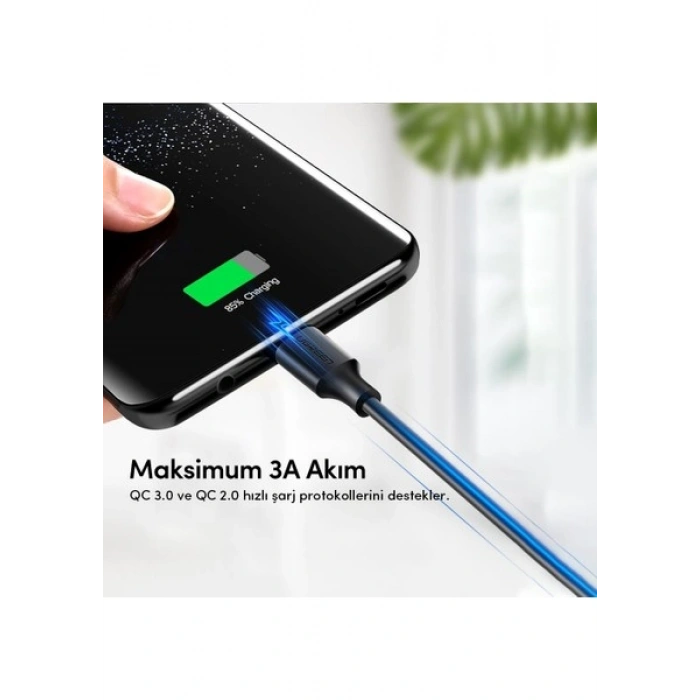Ugreen 3.0 A USB-A & USB-C Şarj ve Data Kablosu, 25 Santimetre, 60119
