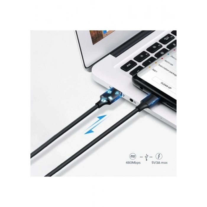 Ugreen 3.0 A USB-A & USB-C Şarj ve Data Kablosu, 25 Santimetre, 60119