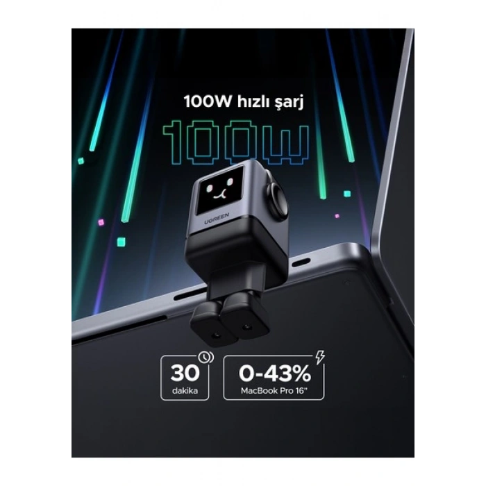 Ugreen Nexode Uno 100W Robot Gan Hızlı Şarj Cihazı 3xusb-C, 1xusb-A, Gri, 45515B