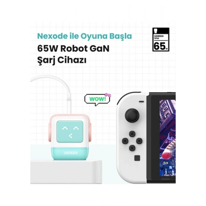 Ugreen Nexode Uno 65W Robot Gan Hızlı Şarj Cihazı 2xusb-C, 1xusb-A, Renkli - 35855