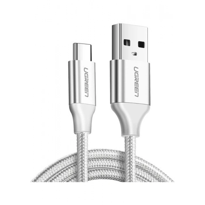 UGREEN Örgülü USB-C Şarj ve Data Kablosu, Beyaz, 25 cm, 60129