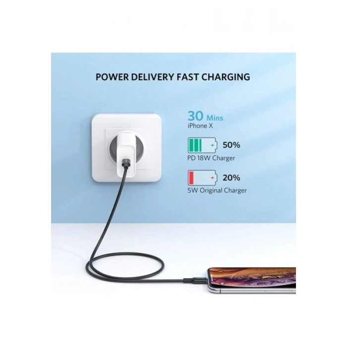UGREEN Type-C to Lightning 3A PD MFi Sertifikalı Hızlı Şarj Kablosu, 1 Metre, Siyah, 60751
