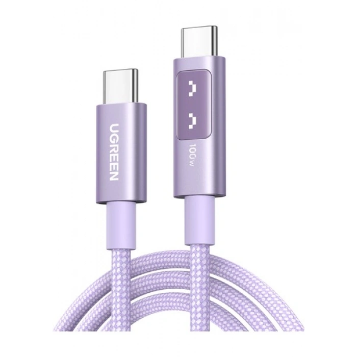 Ugreen Uno Usb-C 100W 5A Qc Pd Örgülü Hızlı Şarj Kablosu, 1 Metre, Mor, 65092