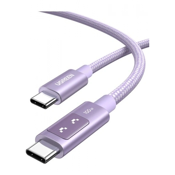 Ugreen Uno Usb-C 100W 5A Qc Pd Örgülü Hızlı Şarj Kablosu, 1 Metre, Mor, 65092