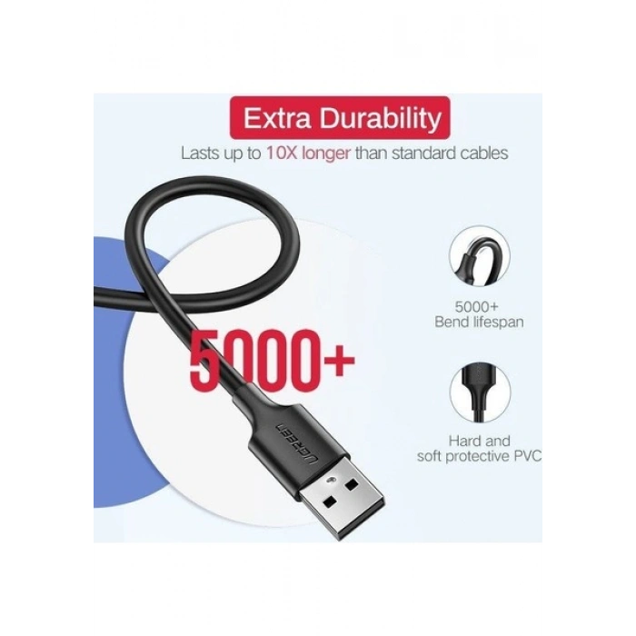 UGREEN USB-A to Micro USB Hızlı Şarj Kablosu 1 Metre, Siyah, 60136