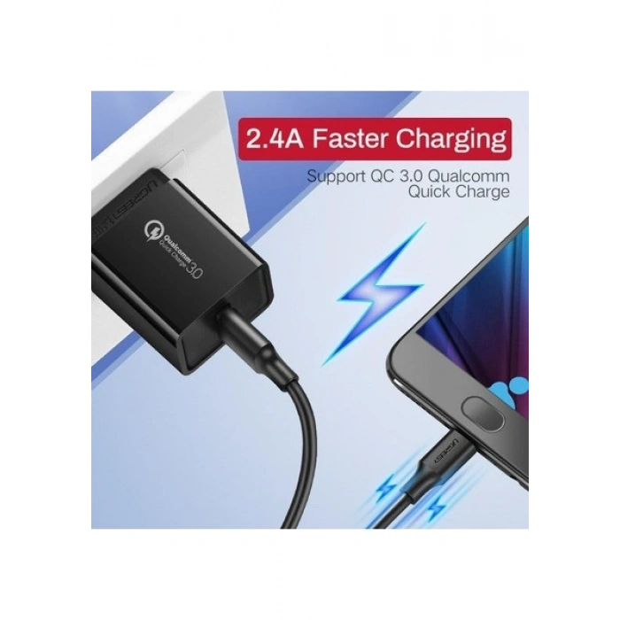 UGREEN USB-A to Micro USB Hızlı Şarj Kablosu 1 Metre, Siyah, 60136