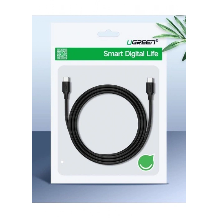 UGREEN USB-C 60W 3A QC PD Hızlı Şarj Kablosu, 0,5 Metre, Siyah, 50996