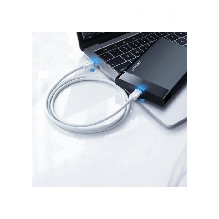 UGREEN USB-C 60W 3A QC PD Hızlı Şarj Kablosu, 1 m, Beyaz, 60518