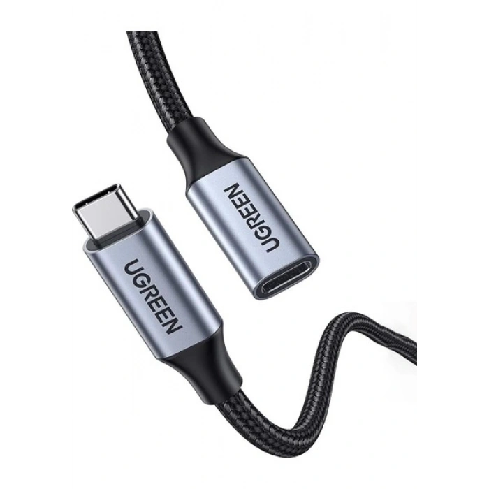 UGREEN USB-C Erkek - Dişi Gen2 5A Örgülü Kablo 0.5 m, Siyah, 80810