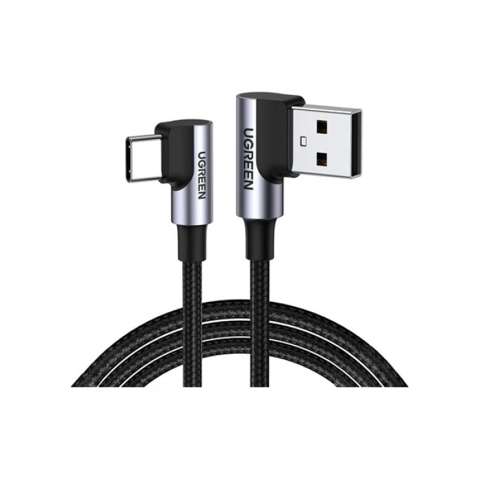 UGREEN USB-C to USB-A 3A QC 90 Derece Hızlı Şarj Kablosu, 1 Metre, Uzay Girişi, 20856